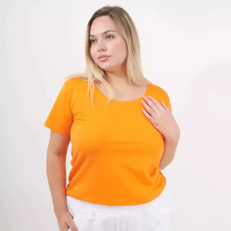 Remera básica manga corta - Naranja de algodón Talle L - Haya Paz