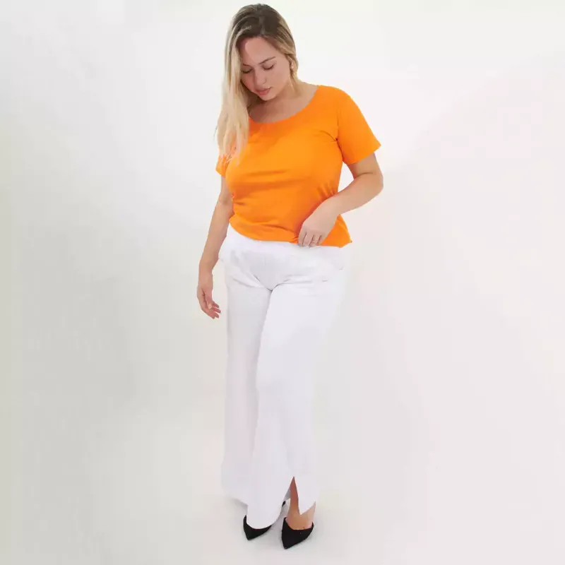 Remera básica manga corta - Naranja de algodón Talle L - Haya Paz