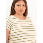 Remera de algodón rayada - Lena verde Talle L - Haya Paz