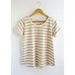 Remera de algodón rayada - Lena beige Talle M - Haya Paz