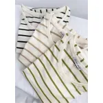 Remera de algodón rayada - Lena beige Talle M - Haya Paz