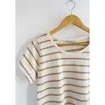 Remera de algodón rayada - Lena beige Talle M - Haya Paz