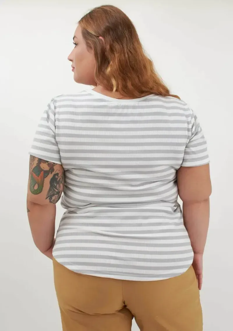 Remera Maga rayado Gris+blanco - Morley Talle L - Haya Paz