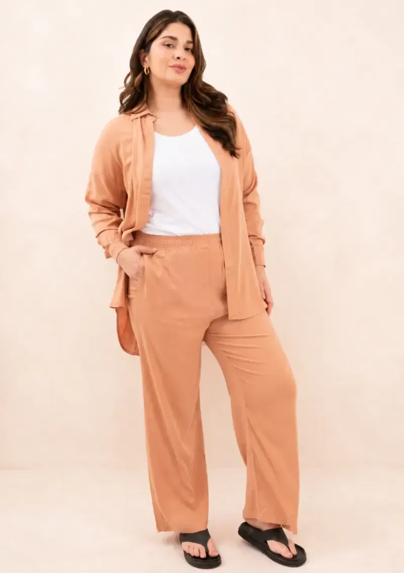 Conjunto de lino - Tostado Talle L - Haya Paz