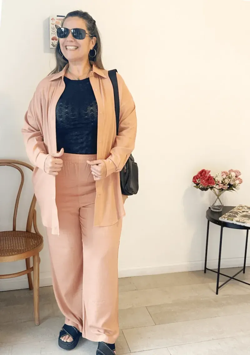 Conjunto de lino - Tostado Talle L - Haya Paz