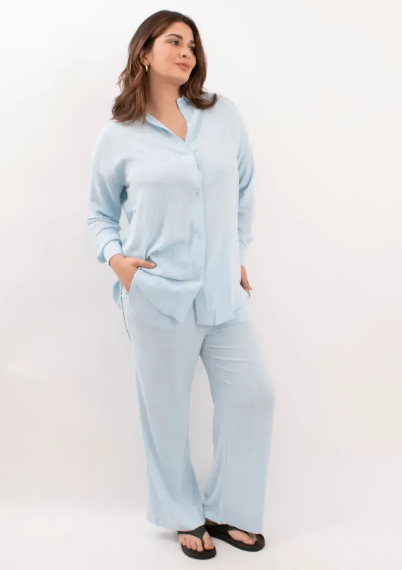 Conjunto de lino - Celeste Talle XXL - Haya Paz