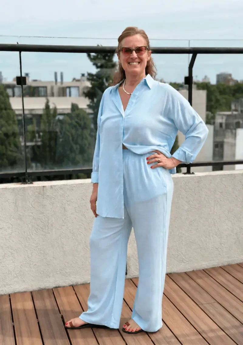 Conjunto de lino - Celeste Talle XXL - Haya Paz