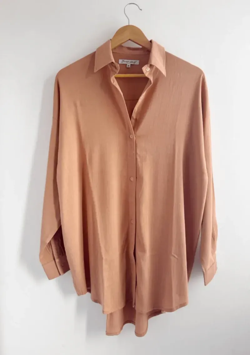 Camisa de lino - Tostado Talle XL - Haya Paz
