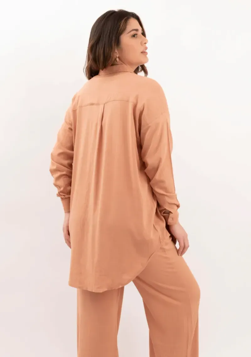 Camisa de lino - Tostado Talle 3XL - Haya Paz