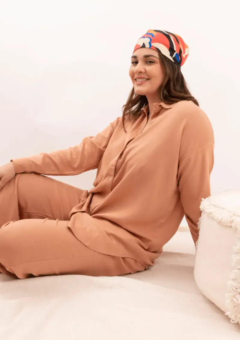 Camisa de lino - Tostado Talle 3XL - Haya Paz