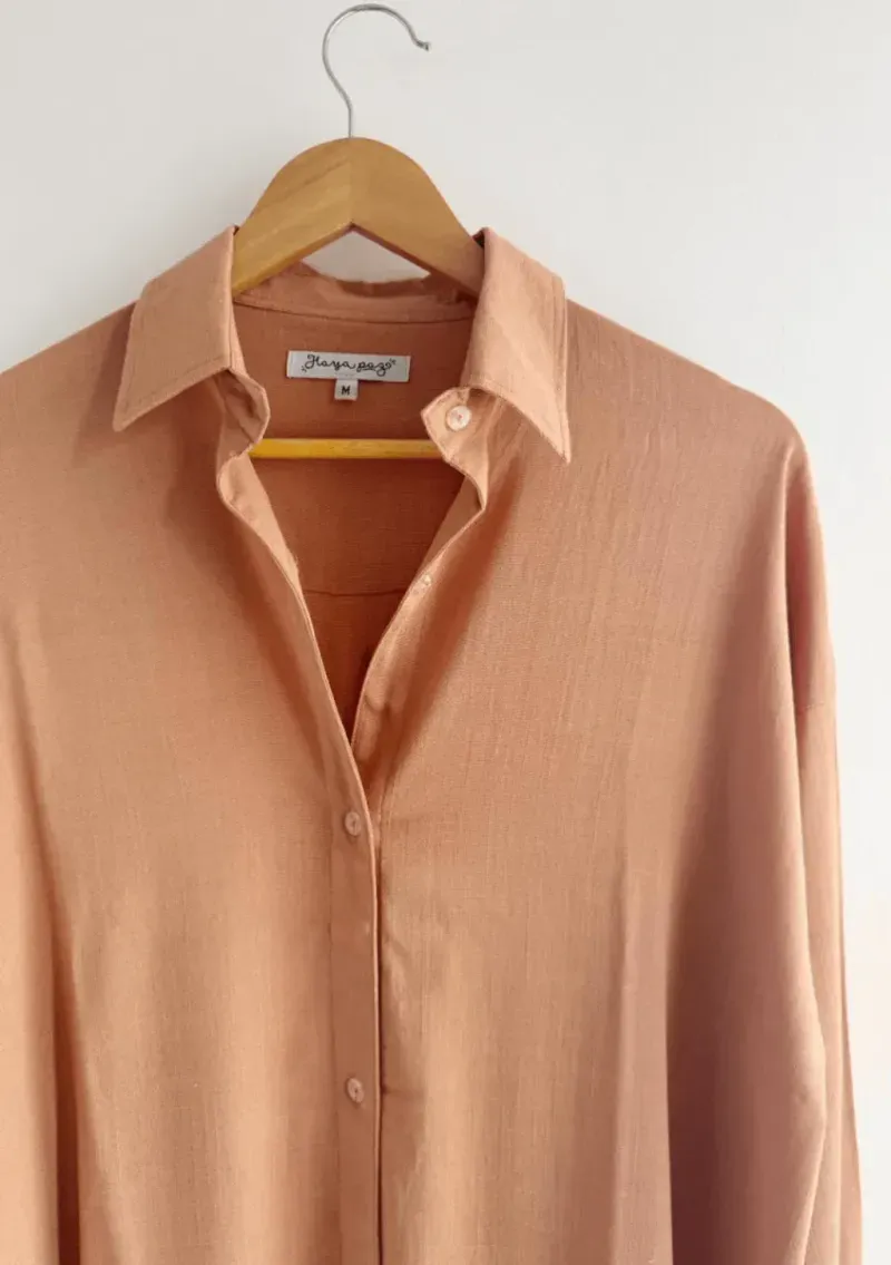 Camisa de lino - Tostado Talle 3XL - Haya Paz