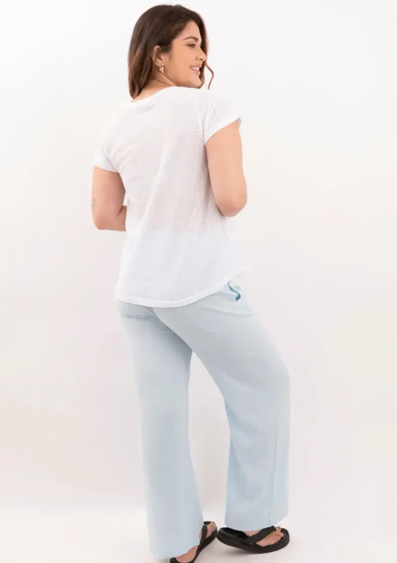 Pantalón de lino - Bruna Celeste Talle 3XL - Haya Paz