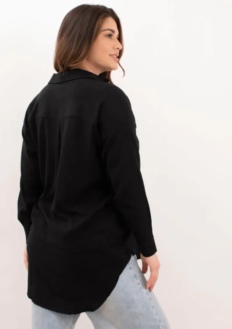 Camisa de lino - Negro Talle XXL - Haya Paz