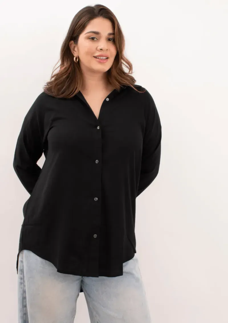 Camisa de lino - Negro Talle XXL - Haya Paz