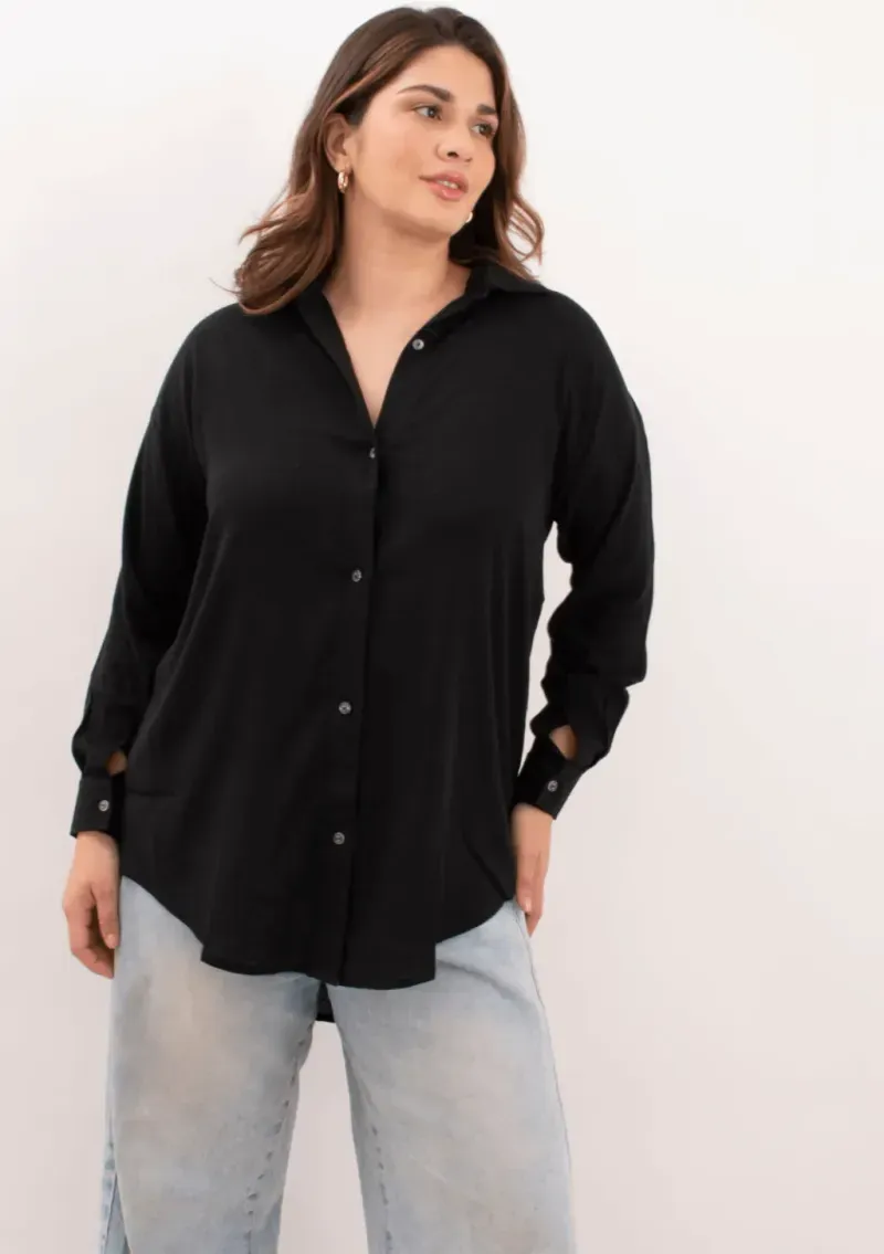 Camisa de lino - Negro Talle XXL - Haya Paz