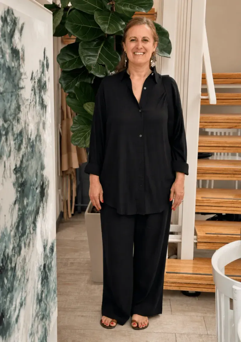 Camisa de lino - Negro Talle XXL - Haya Paz