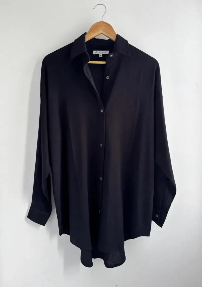 Camisa de lino - Negro Talle XXL - Haya Paz