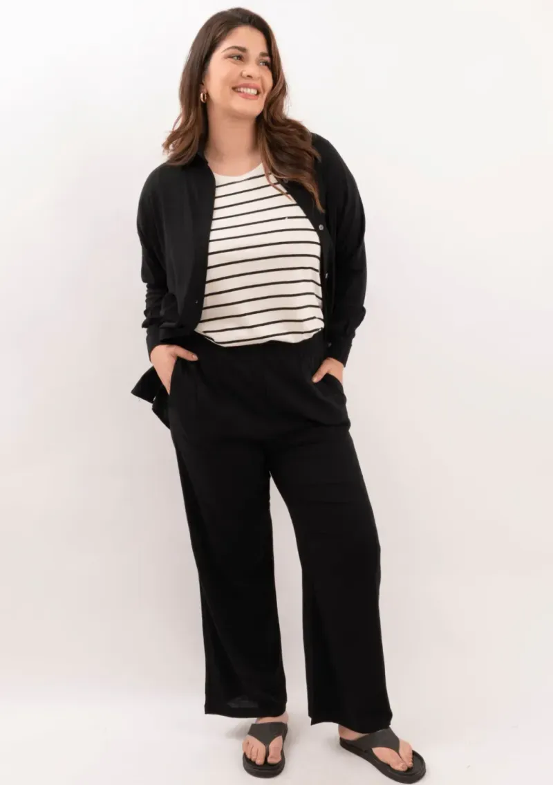 Camisa de lino - Negro Talle XXL - Haya Paz