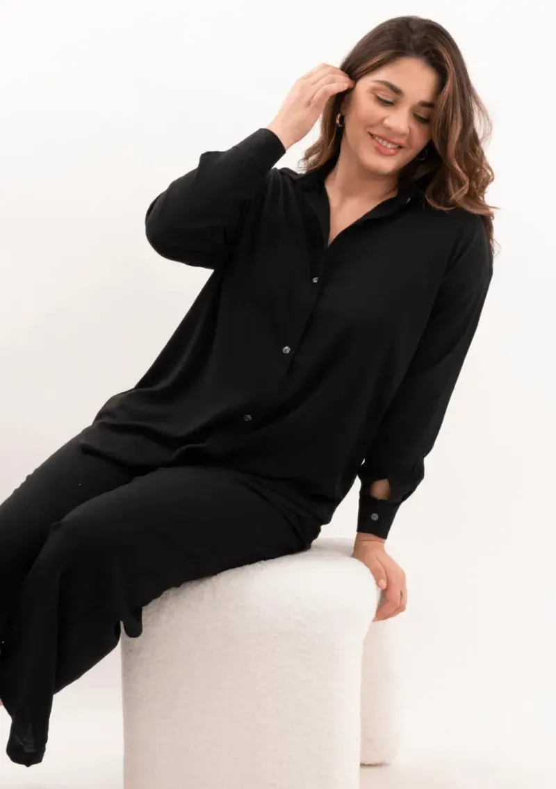 Camisa de lino - Negro Talle XXL - Haya Paz
