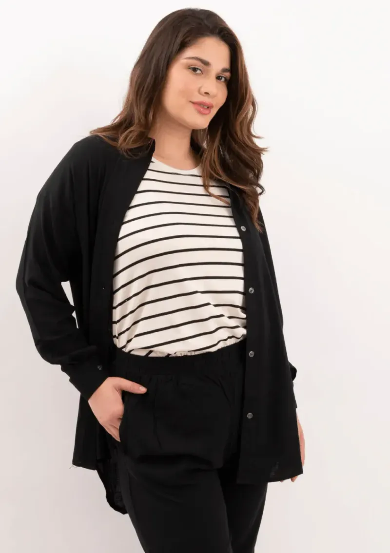 Camisa de lino - Negro Talle XXL - Haya Paz