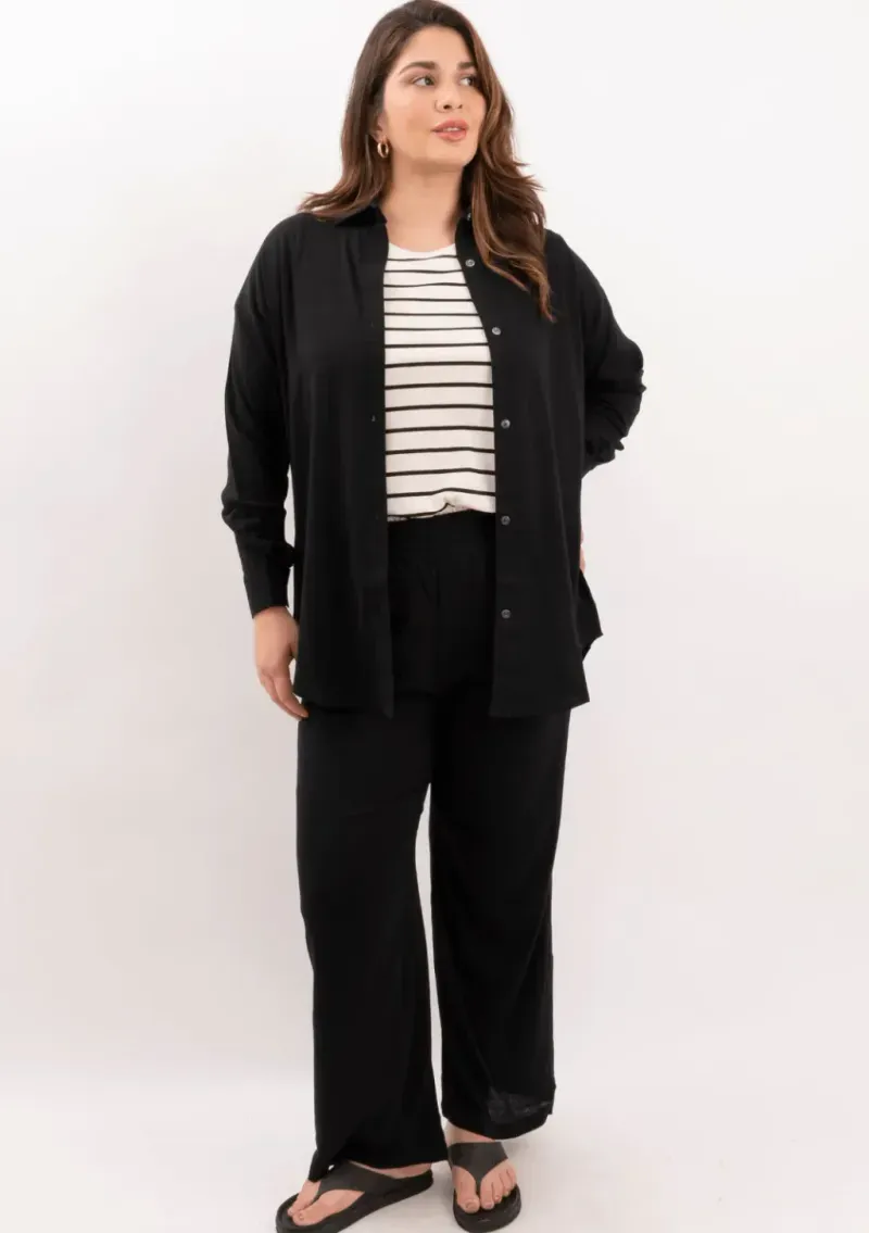 Camisa de lino - Negro Talle XXL - Haya Paz