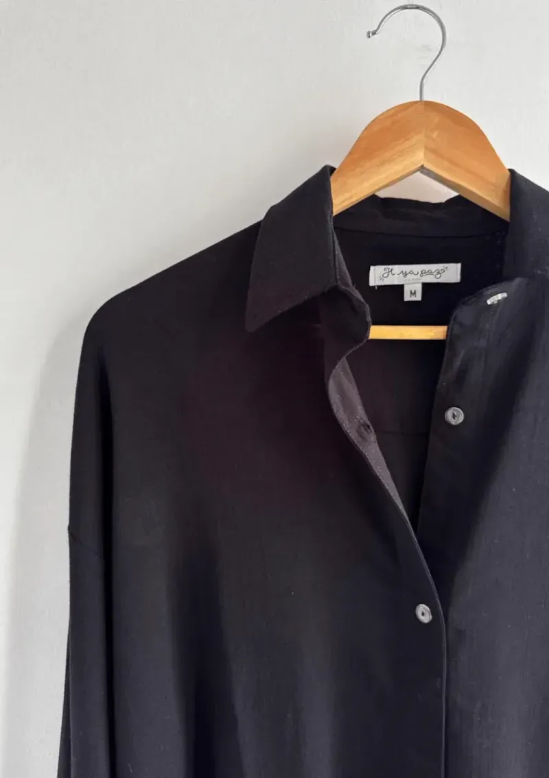 Camisa de lino - Negro Talle XXL - Haya Paz