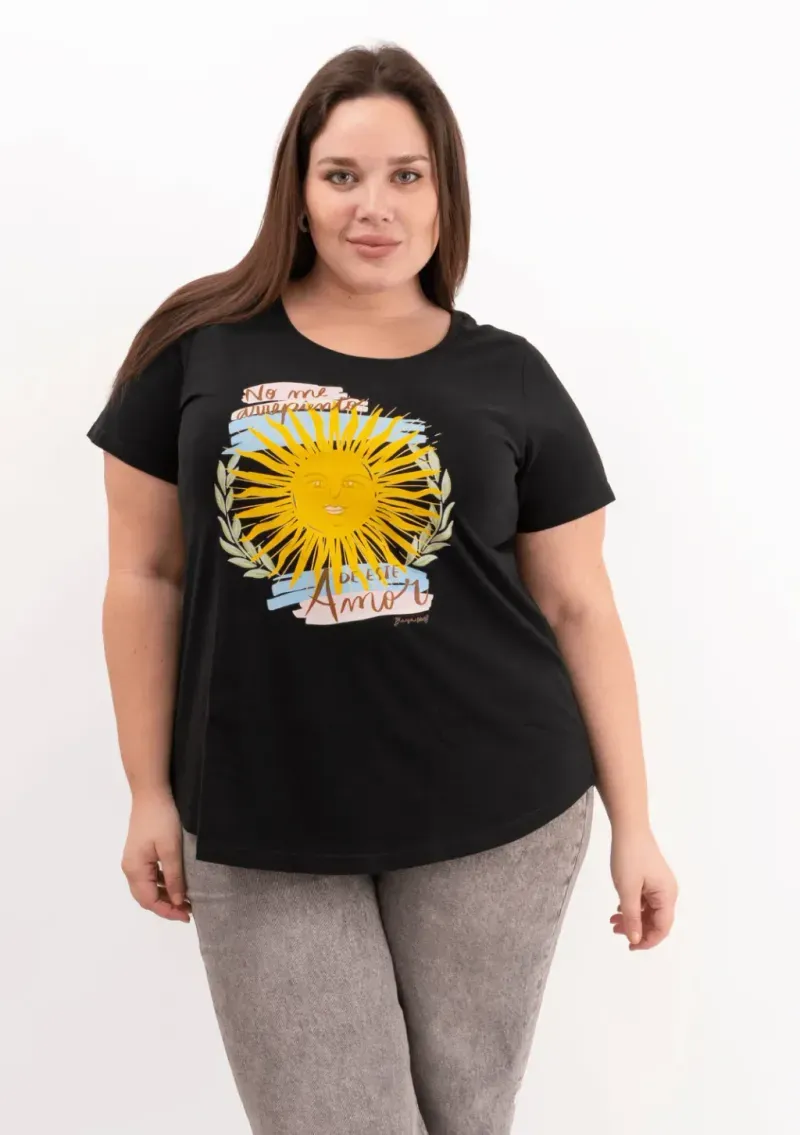 Remera de algodón escote redondo - Cápsula Arg. Sol Talle L - Haya Paz