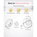 Extractor de Leche Portátil Nuliie S32 Manos Libres Eléctrico 4 Modos 9 Niveles Succión Copa 24mm con Insertos 13 15 17 19 21mm Diseño Anti Fugas