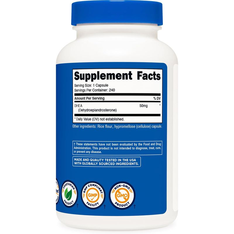 Suplemento Nutricost DHEA NC DHEA50 50 mg 240 capsulas sin gluten sin soja