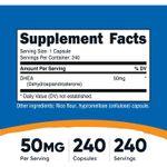 Suplemento Nutricost DHEA NC DHEA50 50 mg 240 capsulas sin gluten sin soja