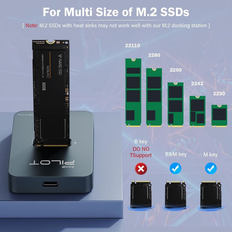 Lector Adaptador SSD M.2 NVMe SATA a USB C AMZPILOT Pilot SD03 10Gbps Carcasa de Aluminio