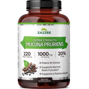 Suplemento Alimenticio Mucuna Pruriens Zazzee Extra Strength 1000mg 220 Capsulas