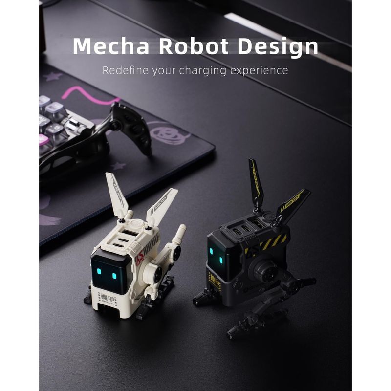 Cargador de Pared GaN GravaStar Alpha65 65W 3 Puertos 2 USB-C 1 USB-A Diseño Robot