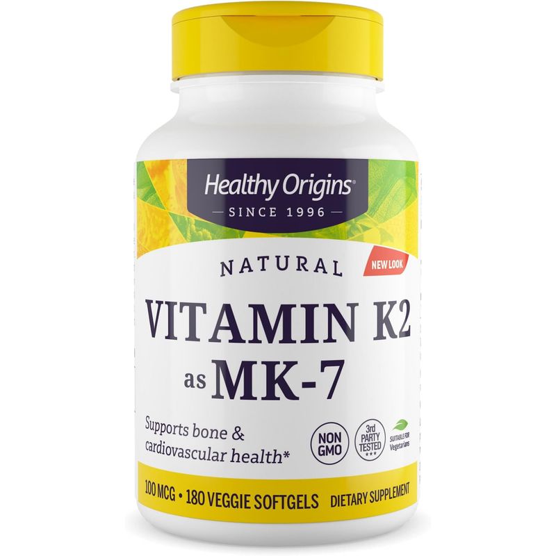 Suplemento Vitamina K2 Healthy Origins MK-7 100 mcg 180 Cápsulas Blandas