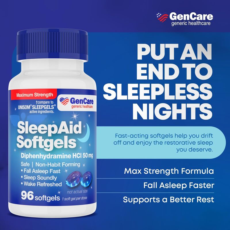 Suplemento Sueño GenCare Difenhidramina 50mg 96 Cápsulas