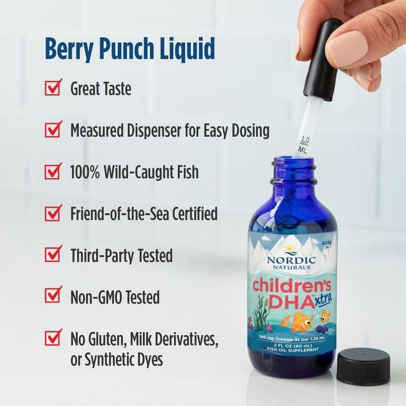 Suplemento Omega 3 Nordic Naturals Childrens DHA Xtra Berry Punch 2 oz 880 mg EPA DHA