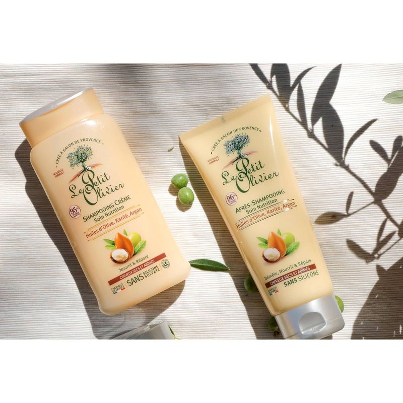 Champú en Crema Nutrición Le Petit Olivier Aceites de Oliva Karité y Argán para Cabello Seco y Dañado 250 ml