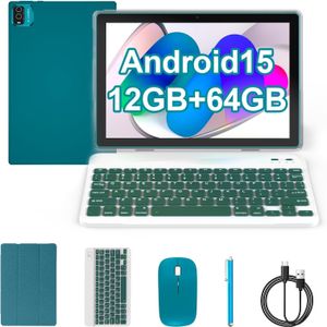 COOPERS Tablet Android 15 10 pulgadas 12GB RAM 64GB ROM expandible 1TB Quad-core 1.8Ghz WiFi6 6000mAh Dual Camera CP20 Azul