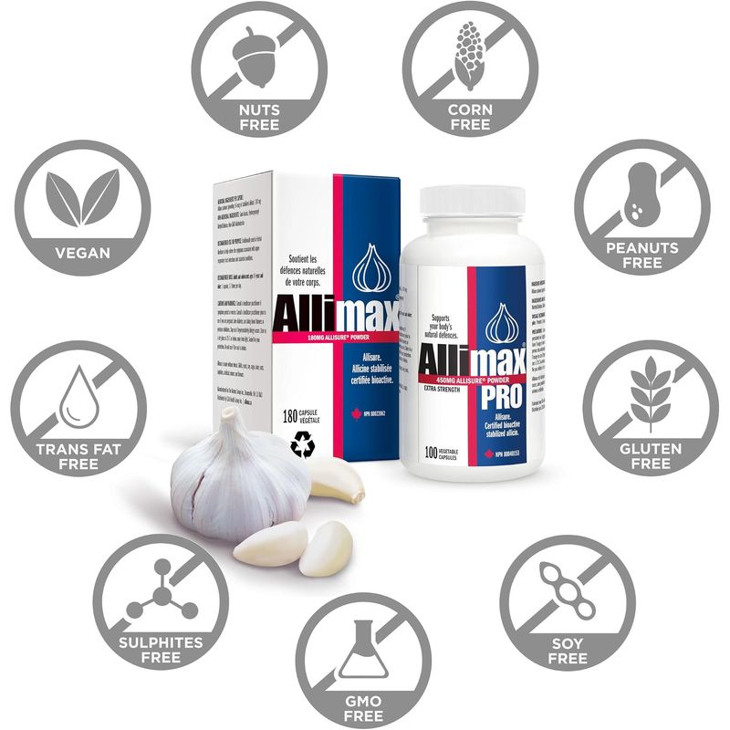 Suplemento de Alicina Allimax Pro 450 mg 100 Cápsulas Vegetarianas