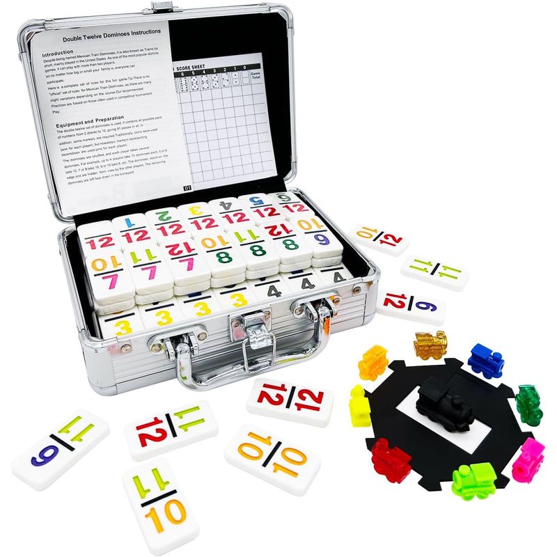 Juego De Domino Tren Mexicano JOYOUSLIFE DO-NU Doble 12 Numerico 91 Fichas Con Estuche De Aluminio
