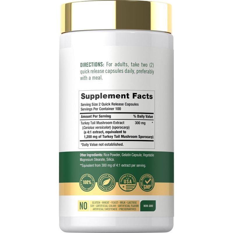 Suplemento De Hongo Cola De Pavo Carlyle CL17921 200 Cápsulas