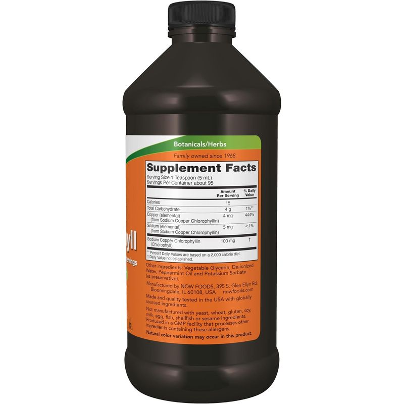 Clorofila Líquida Suplemento Dietario NOW Foods Sabor Menta 473 ml