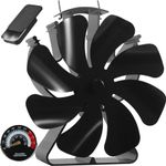VODA Ventilador Estufa Calor 8 Aspas Sin Electricidad Termico Chimenea Leña Accesorios Termometro