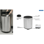 Cesto de Residuos Bella Tramontina de Acero Inoxidable Scotch Brite, Ruedas y Tapa de MDF Negro 65 l