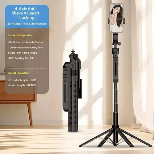 Trípode Inteligente Seguimiento Facial 360° Bluetooth 180cm