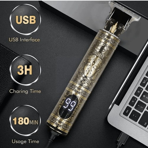 Maquina Patillera Profesional Vintage Digital Usb Barba