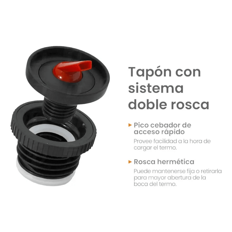 Termo Uruguayo 1 L Media Manija Pico Matero Acero Doble Capa