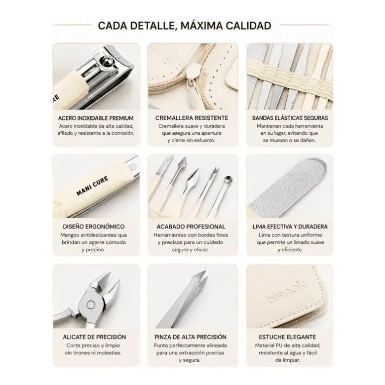 Kit De Manicura Profesional 12 En 1 Acero Inoxidable