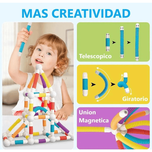 Juego De Palitos Flexibles Y Bolas Magnéticos
