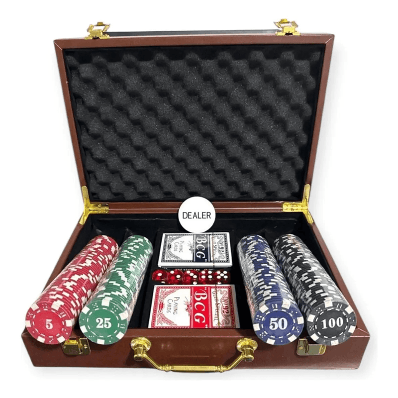Juego De Poker 200 Fichas Cartas Dados Maletin De Cuero